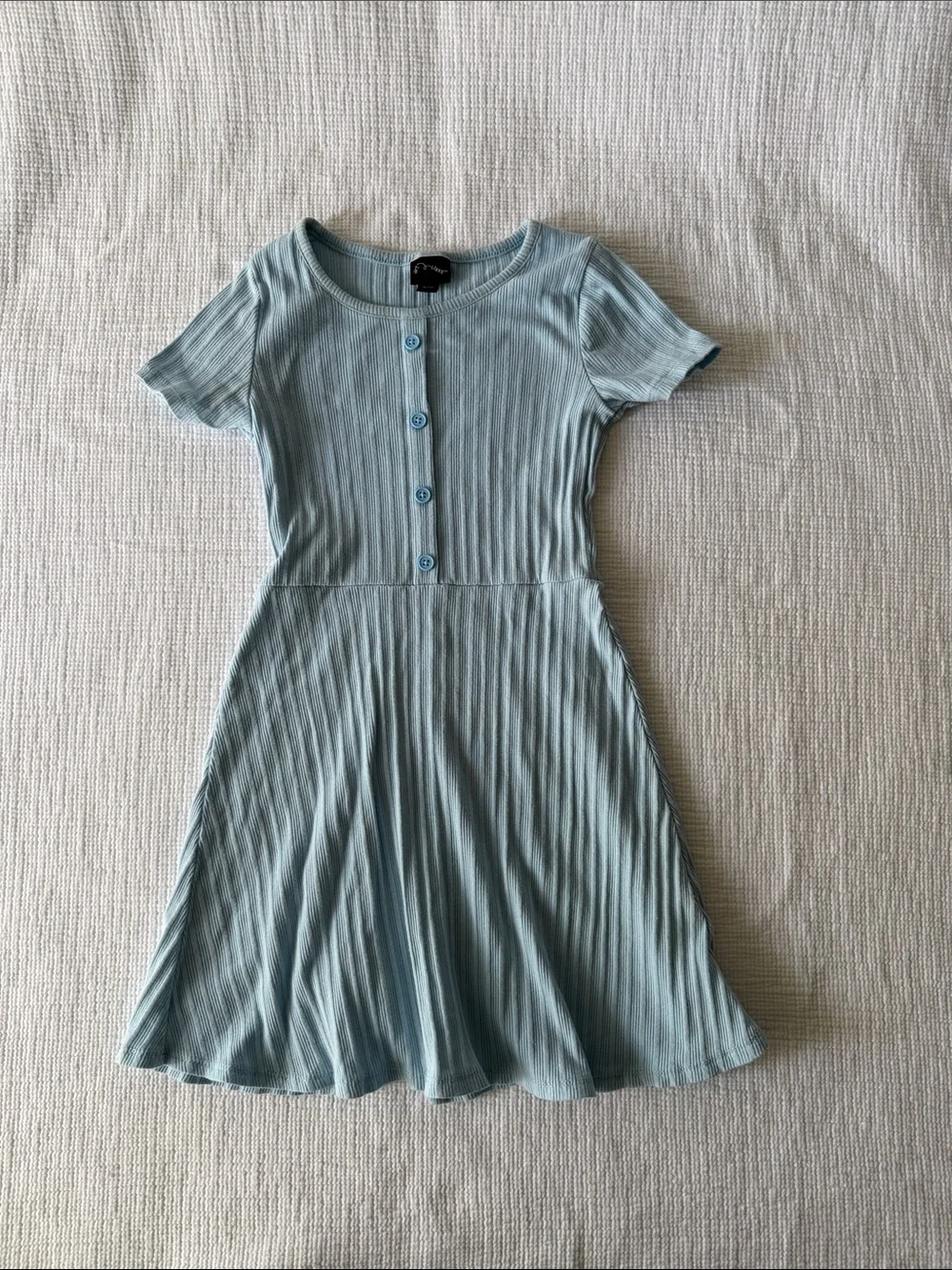 art class Light Blue Ribbed Button-Front Knit Dress